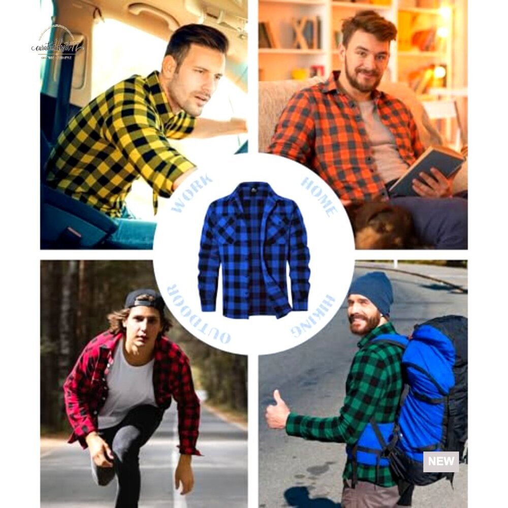 3 Pack Men's Flannel Button Down Shirts Long Sleeve Plaid Western Casual - Picture 5 of 7